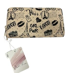 Blush Kiss Glitter Women's Wallet with Paris, Love and Eiffel Tower Design